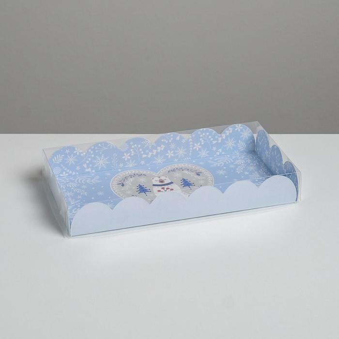

Коробка для кондитерских изделий с PVC крышкой «Снежная пора», 10.5 x 21 x 3 см, Голубой