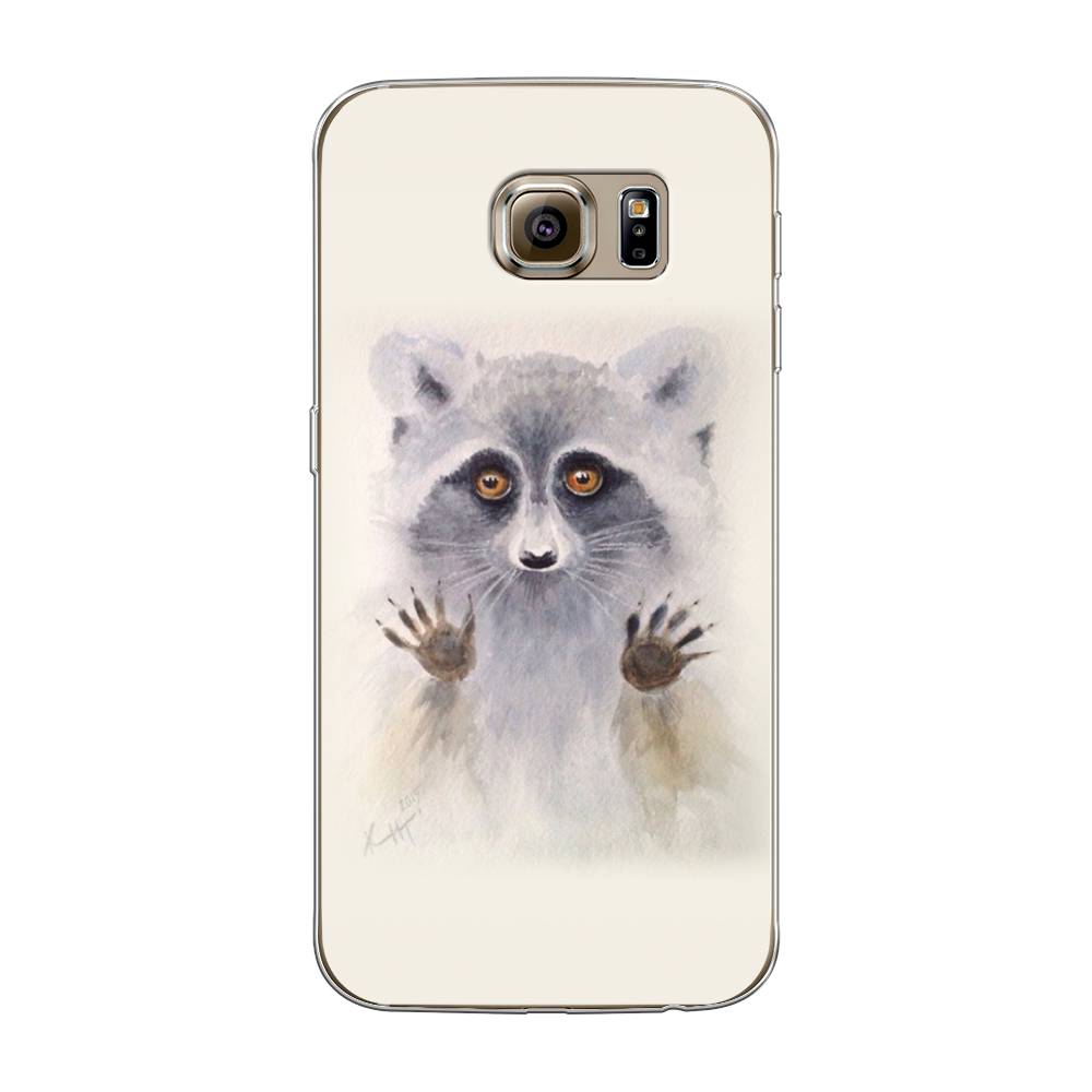 

Чехол на Samsung Galaxy S6 "Енот за стеклом", Бежевый;серый, 24350-4