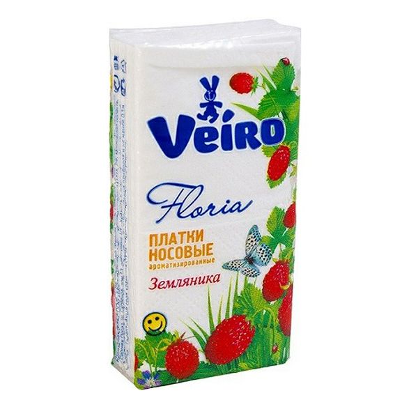 Бумажные платочки Veiro Floria земляника 10 шт
