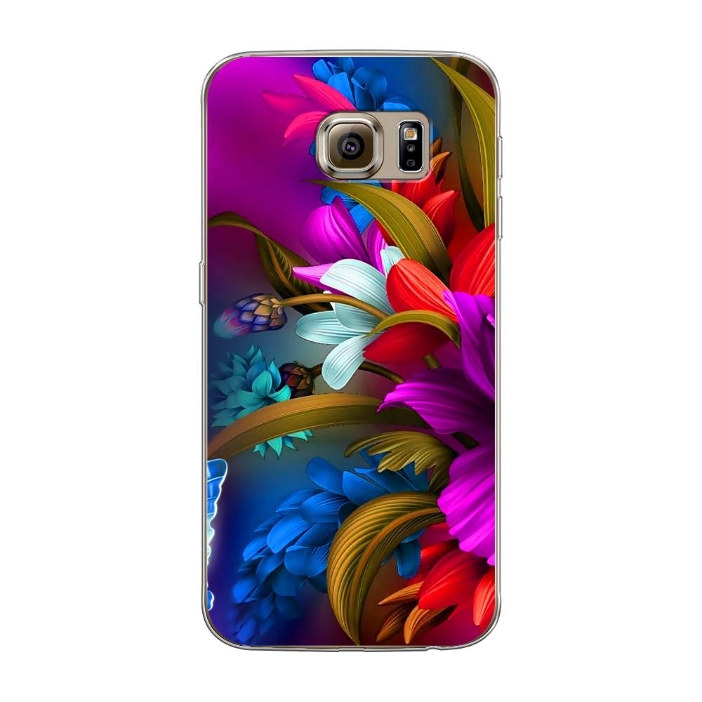 

Чехол на Samsung Galaxy S6 "Фантастические цветы", Фиолетовый;красный;синий, 24350-2