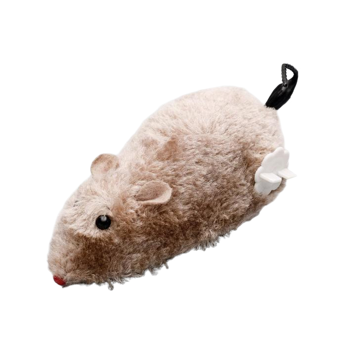 Игрушка Пижон Мышь заводная меховая, 12 см, серая