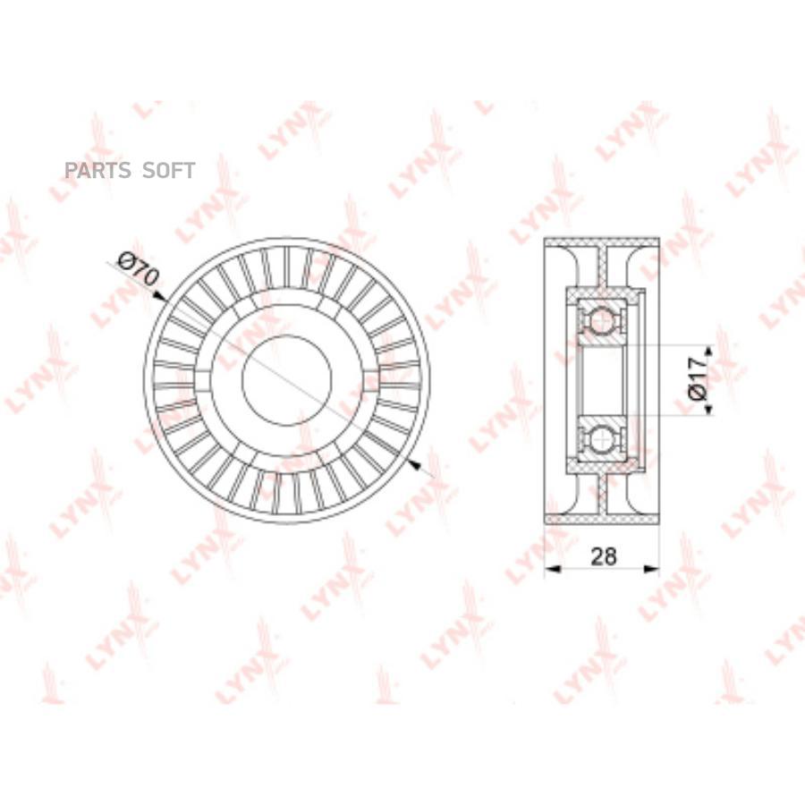 

LYNXAUTO PB-5228 Ролик натяжителя поликлин.ремня 1шт
