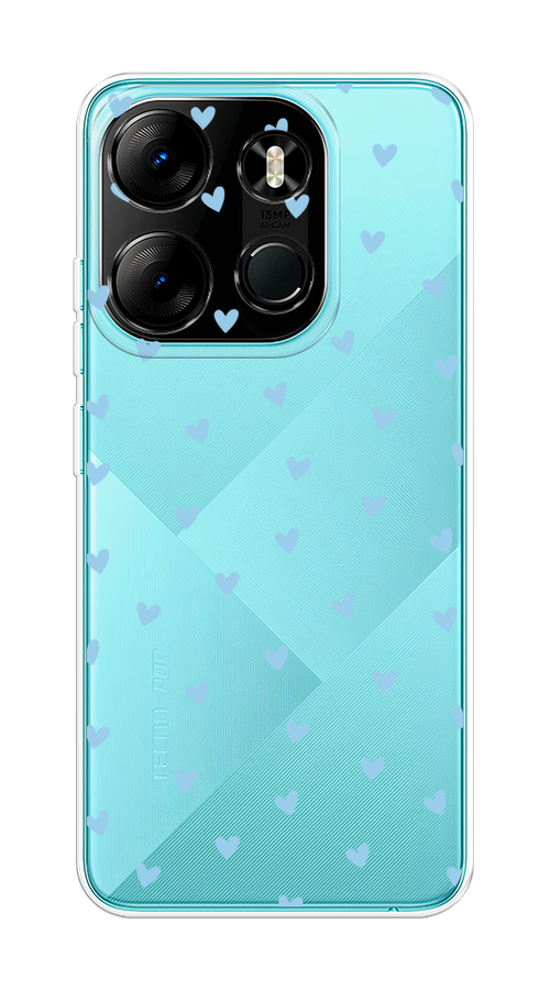 

Чехол на Tecno Spark Go 2023/Pop 7 Pro "Голубые сердечки паттерн", Голубой;прозрачный, 3103750-1