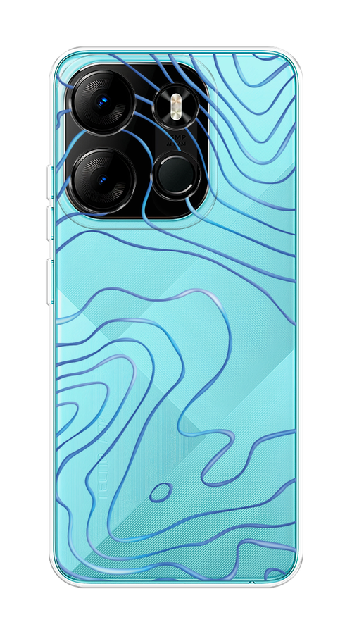 

Чехол на Tecno Spark Go 2023/Pop 7 Pro "Blue lines", Прозрачный;синий, 3103750-1