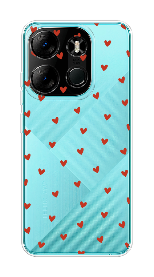 

Чехол на Tecno Spark Go 2023/Pop 7 Pro "Red hearts", Красный;прозрачный, 3103750-1