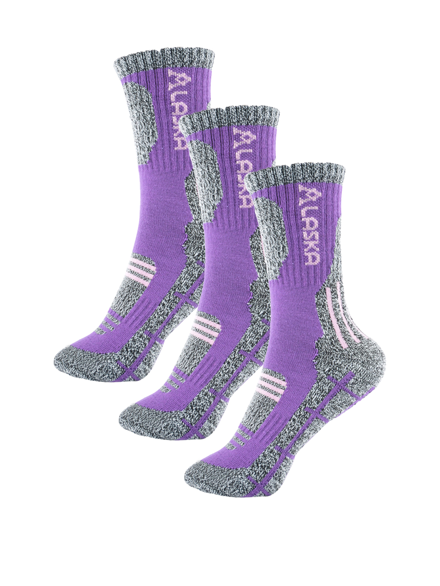 Комплект носков женских BOMBACHO, Аляска, размер 37-41, 3 пары, фиолетовый