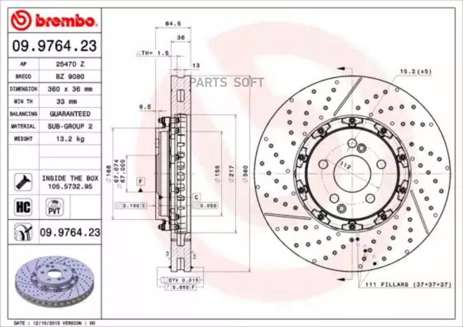 

Тормозной диск Brembo 09976423