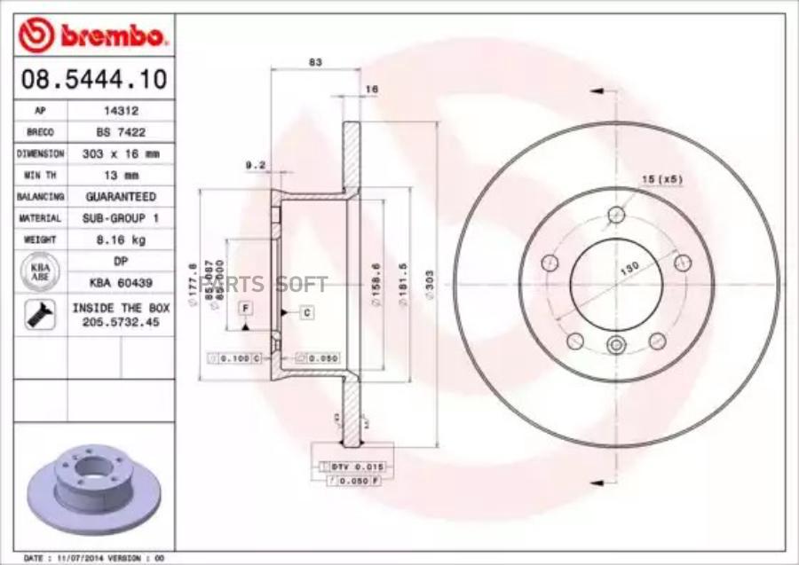 

Тормозной диск Brembo 08544410