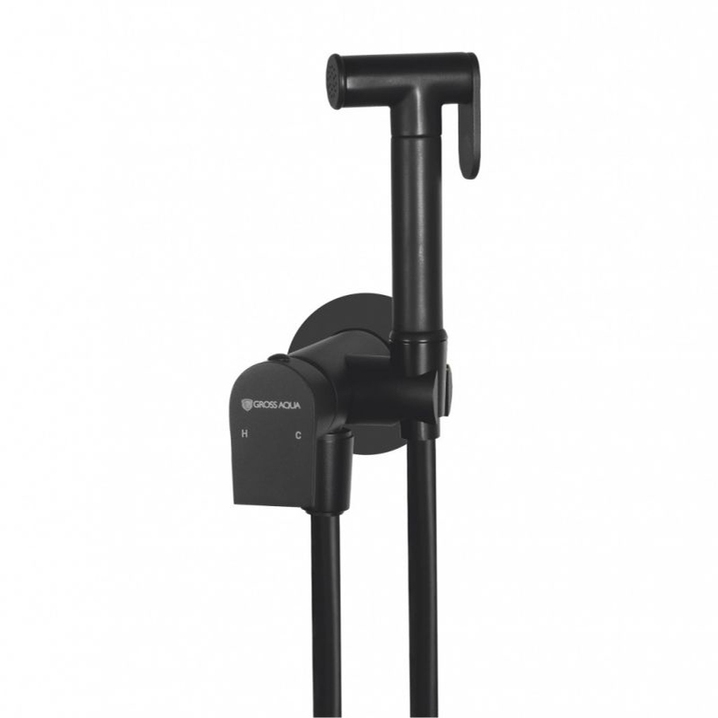 фото Смеситель c гигиеническим душем встраиваемый gross aqua bidet evo matt black ga042602mb