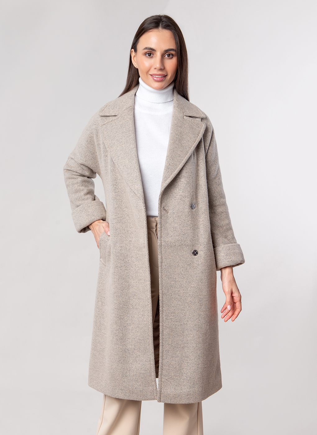 Пальто женское Каляев 52369 серое 52 RU