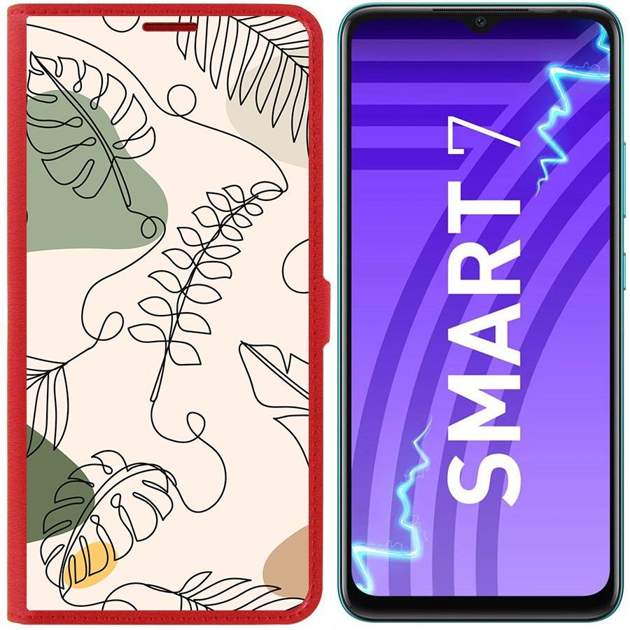 

Чехол-книжка Eco Book для INFINIX Smart 7 Линия весны, Красный