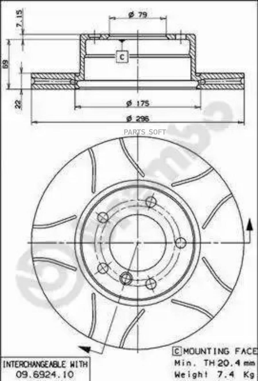 

Тормозной диск Brembo 09692475
