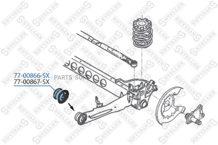 

77-00866-Sx сайлентблок Зад. Балки Л. Renault Laguna All 01> Stellox арт. 7700866SX