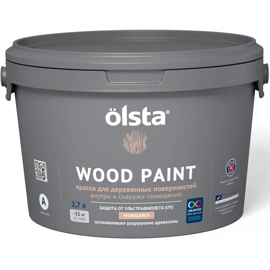 фото Краска olsta wood paint база a, 2,7 л