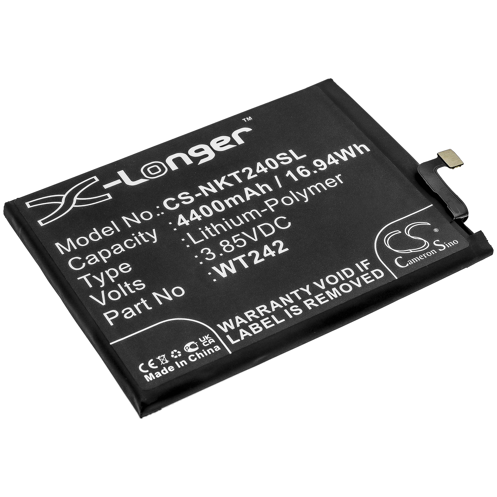 

Аккумулятор CS-NKT240SL WT242 для Nokia 2.4 3.85V/4400mAh/16.94Wh, CS-NKT240SL