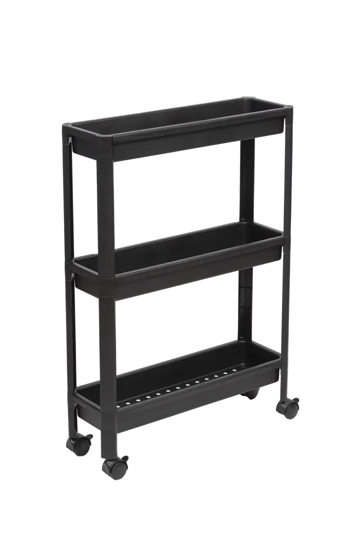 

Этажерка для ванной комнаты узкая на колесах Vikea 53x17.5x75.5 см цвет черный