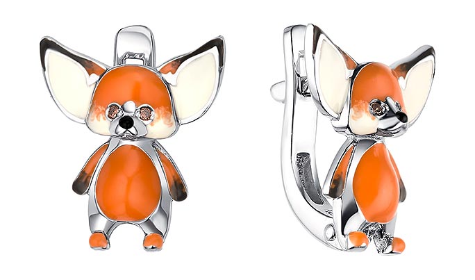 Серьги из белого золота с фианитом Dewi 402020009-dv