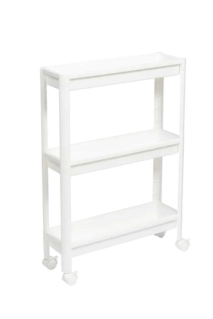 

Этажерка для ванной комнаты узкая на колесах Vikea 53x17.5x75.5 см цвет белый