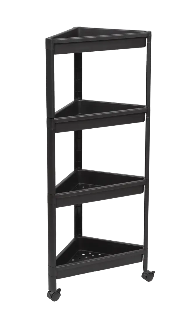 

Этажерка для ванной комнаты угловая на колесах Vikea 33x33x105.5 см цвет черный