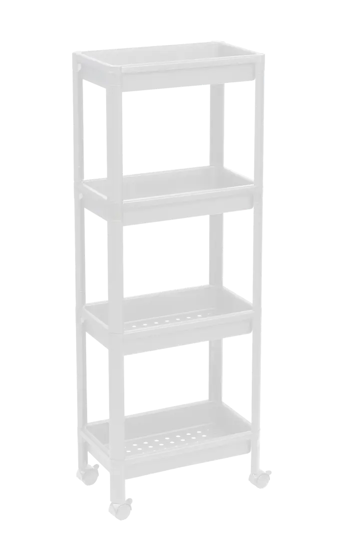 

Этажерка для ванной комнаты широкая на колесах Vikea 39x23.4x105.5 см цвет белый