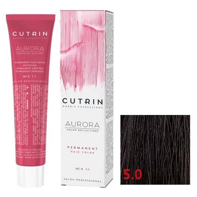 Краска для волос CUTRIN AURORA Permanent Hair Color 5.0 Светло-коричневый 60 мл проявитель cutrin aurora 6% 60 мл