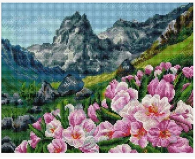 Алмазная вышивка PaintBoy Горные цветы, 40x50