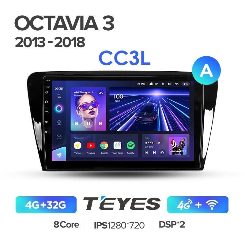 Автомобильная магнитола Teyes CC3L 4/32Гб Skoda Octavia 3 A7 2013-2018 ANDROID