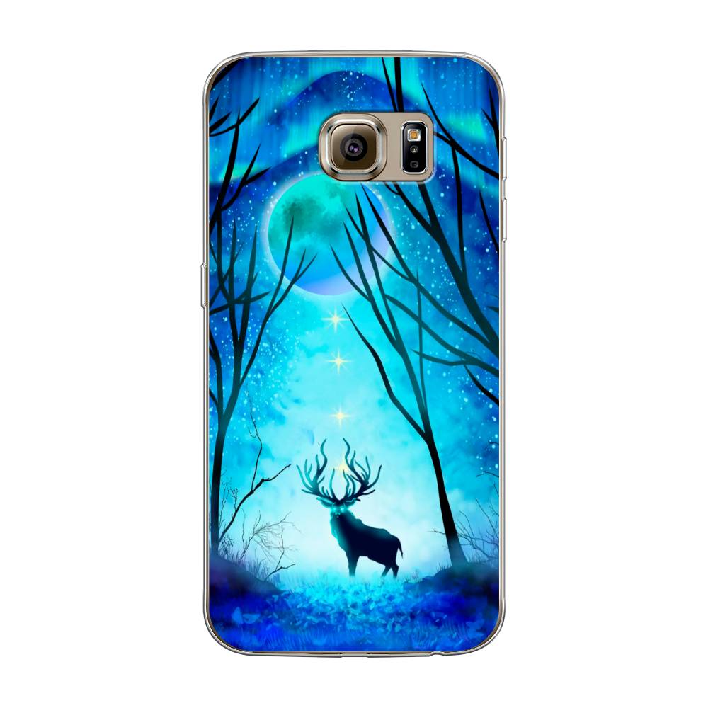 

Чехол на Samsung Galaxy S6 "Олень северное сияние", Синий;черный;голубой, 24350-1