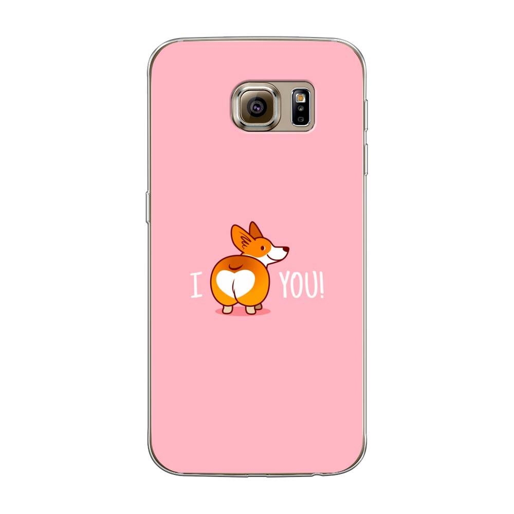 

Чехол на Samsung Galaxy S6 "Корги I love you", Розовый;коричневый;белый, 24350-1