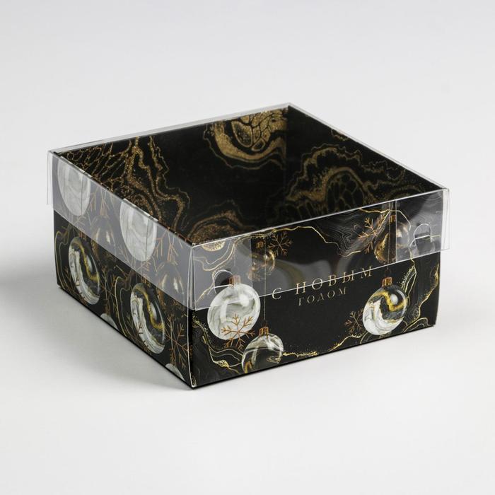 

Коробка для кондитерских изделий с PVC крышкой Gold 12х6х11,5 см, Черный