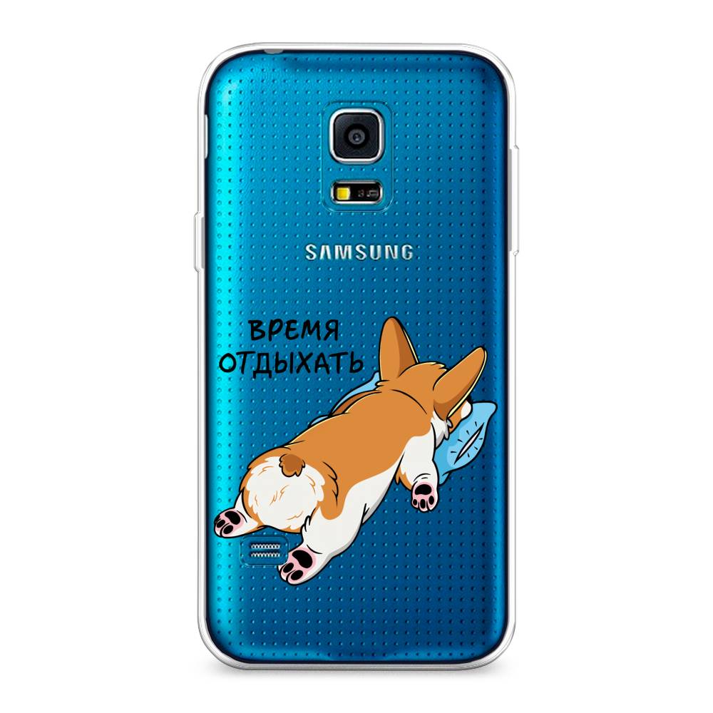 

Чехол на Samsung Galaxy S5 mini "Корги отдыхает", Черный;коричневый;голубой, 24250-1