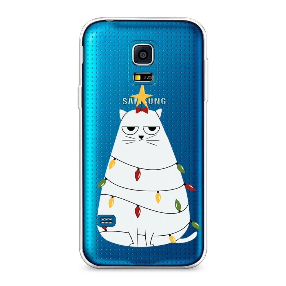 

Чехол на Samsung Galaxy S5 mini "Котик в гирлянде", Белый;красный;желтый, 24250-1