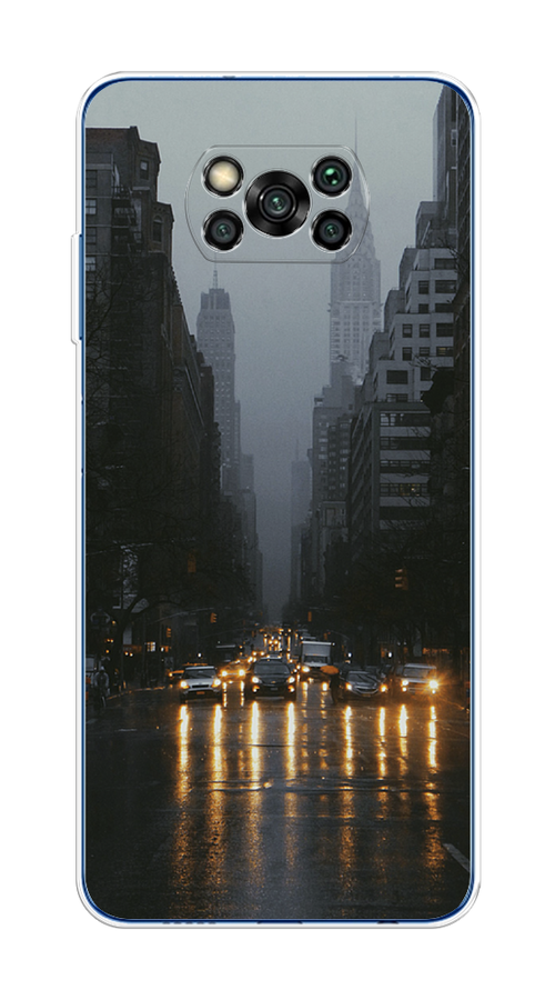 

Чехол на Xiaomi Poco X3/Poco X3 Pro "Дождливый Нью Йорк", Черный;серый, 310650-1