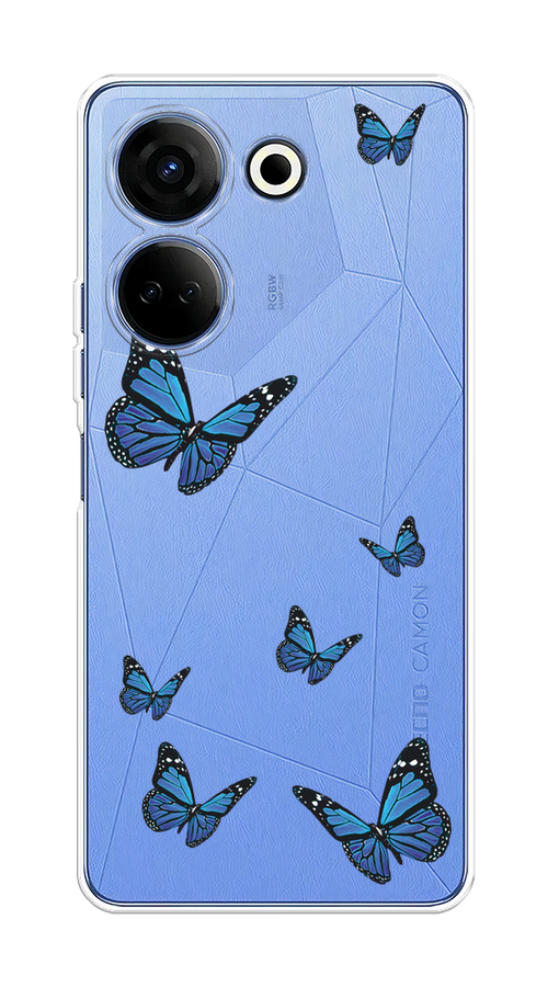 

Чехол на Tecno Camon 20/20 Pro 4G "Blue butterflies", Синий;черный, 304350-1
