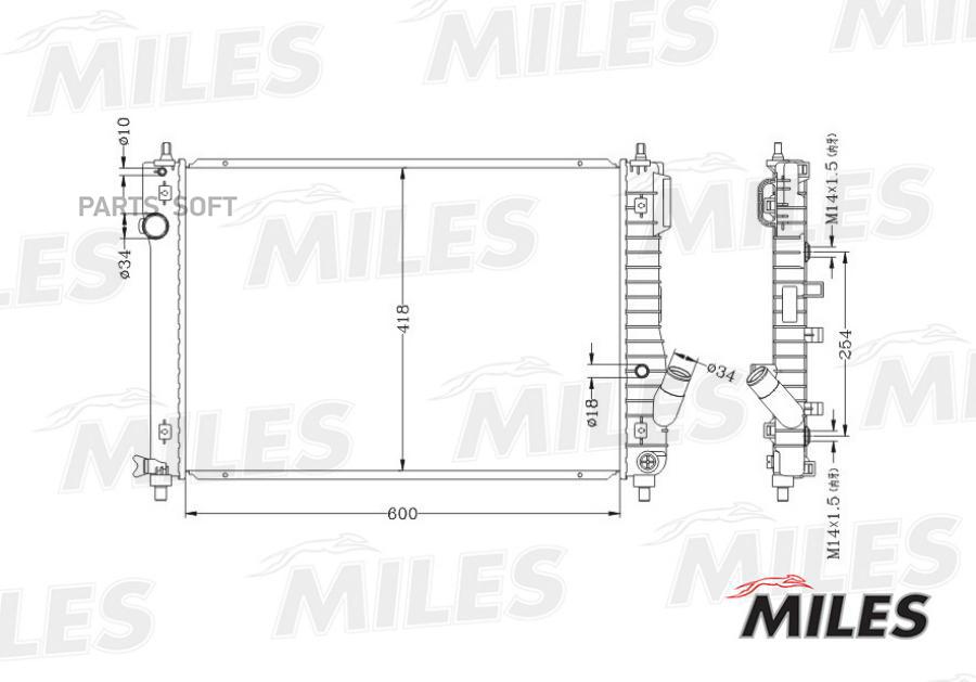 

Радиатор CHEVROLET AVEO 1.2/1.4/1.6 09- Miles ACRB028