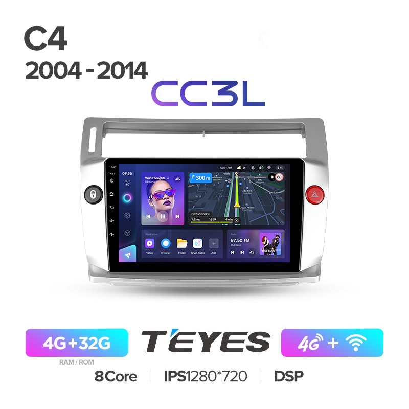 Автомобильная магнитола Teyes CC3L 4/32Гб Citroen C4 2004-2014 ANDROID