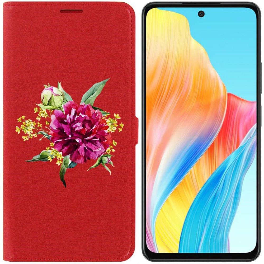 

Чехол-книжка Krutoff Eco Book для Oppo A58 4G Цветочная акварель (красный)