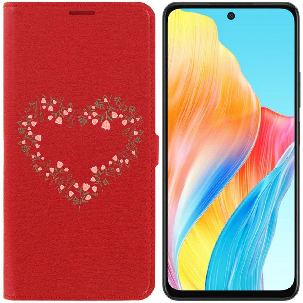 

Чехол-книжка Krutoff Eco Book для Oppo A58 4G Цветочное сердце (красный)