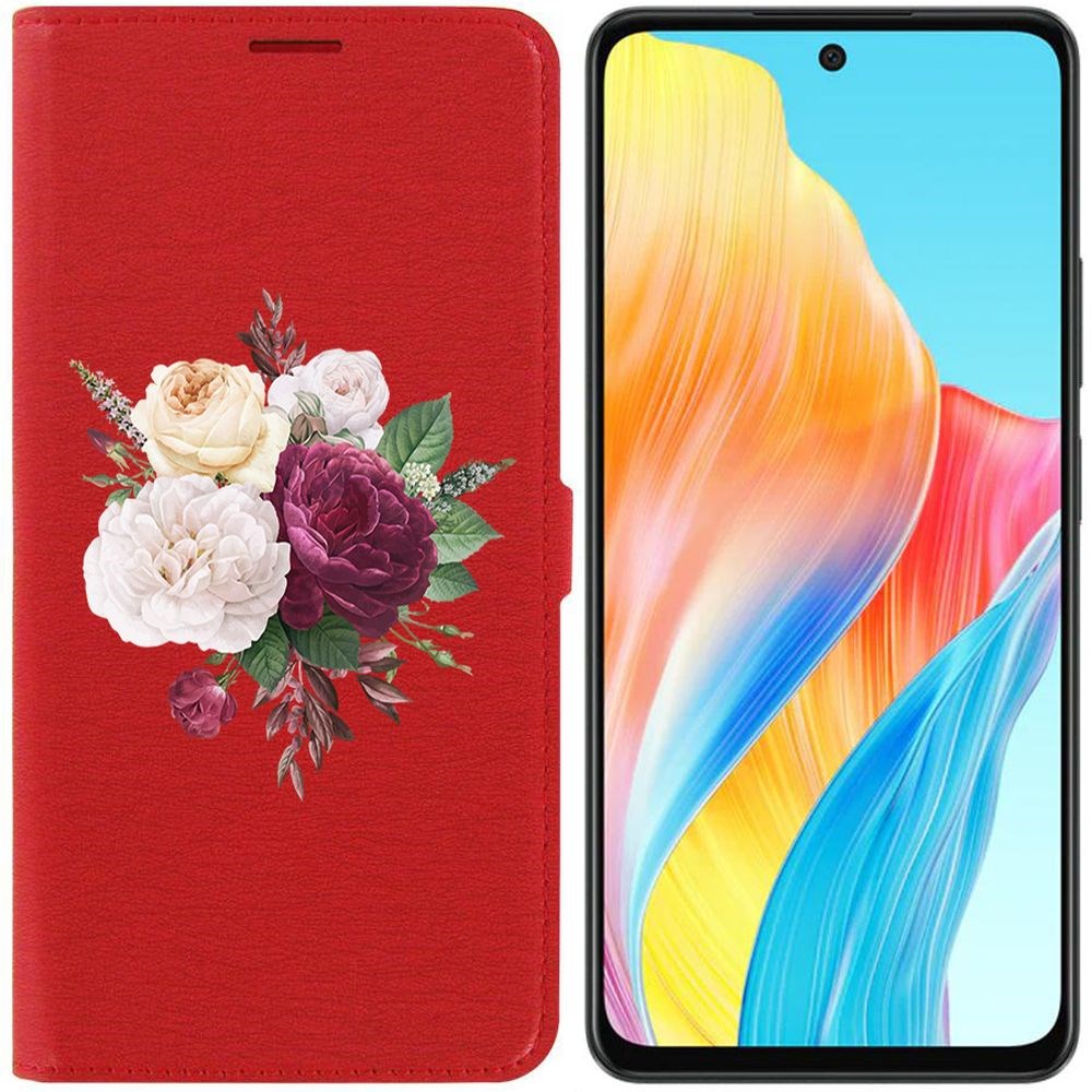 

Чехол-книжка Krutoff Eco Book для Oppo A58 4G Цветочная композиция (красный)