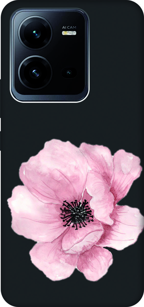 

Чехол на Vivo V25 5G/V25e с 3D принтом "Pink Flower" черный, Черный;белый, 157972