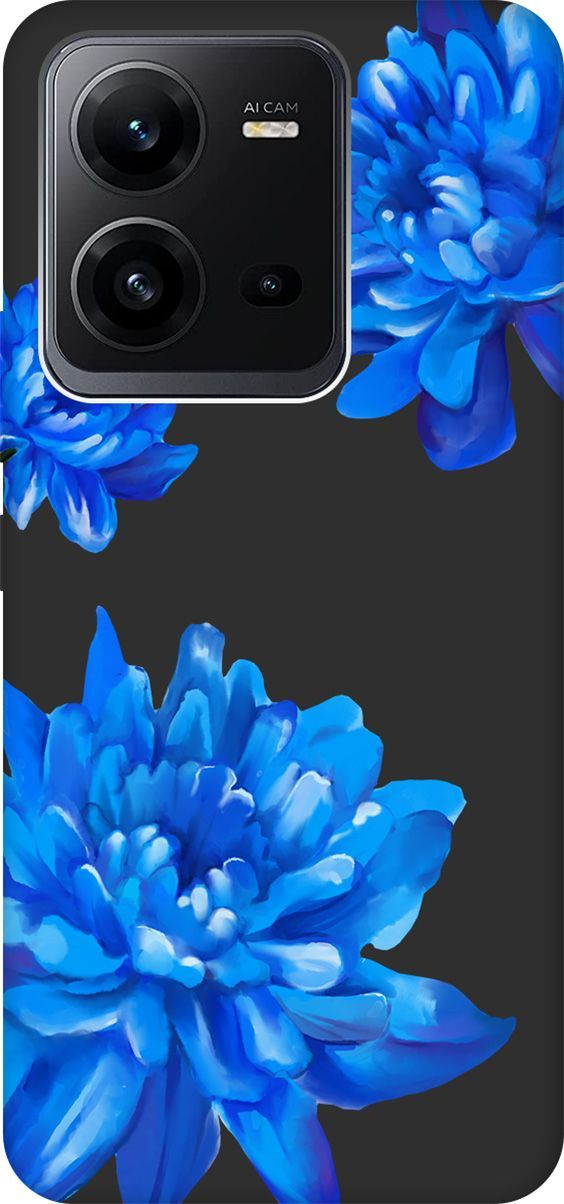 

Чехол на Vivo V25 5G/V25e с 3D принтом "Amazing Asters" черный, Черный;голубой, 157972