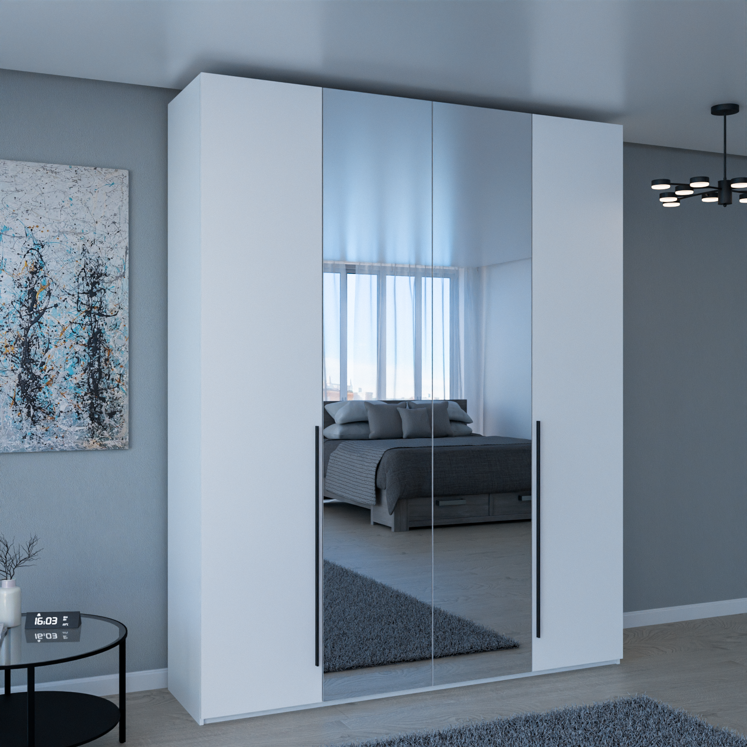 

Шкаф распашной QualisMebel Brown Cuatro M 1700х500х2200, белый, Brown Cuatro M