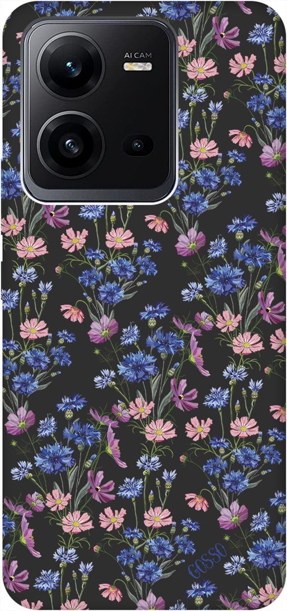 

Чехол на Vivo V25 5G/V25e с 3D принтом "Lovely Cornflowers" черный, Черный;голубой, 157972