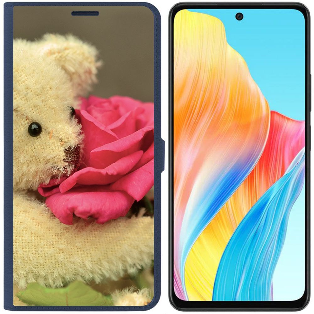 

Чехол-книжка Krutoff Eco Book для Oppo A58 4G Медвежонок с розой (синий)