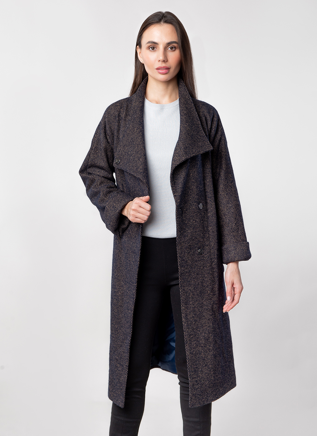 Пальто женское Каляев 52348 синее 46 RU