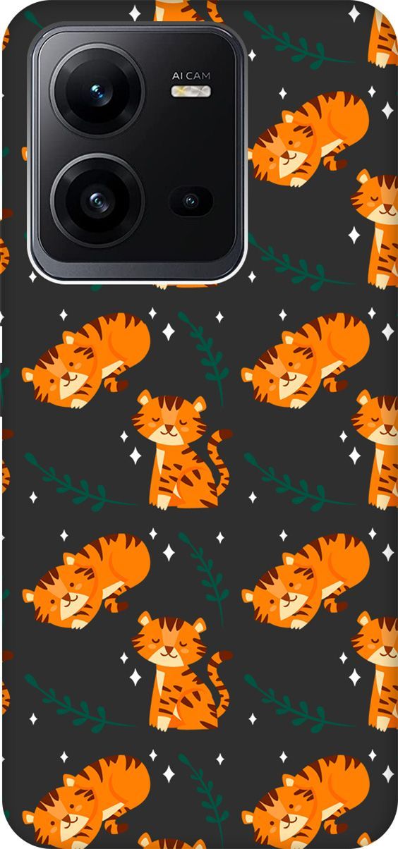 

Чехол на Vivo V25 5G/V25e с 3D принтом "Tigers" черный, Черный;белый, 157971