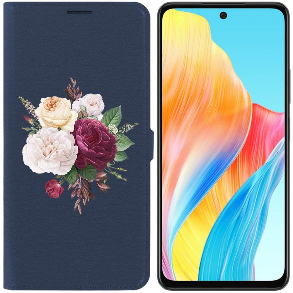 

Чехол-книжка Krutoff Eco Book для Oppo A58 4G Цветочная композиция (синий)