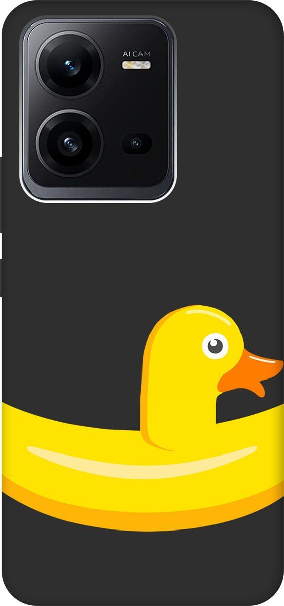 

Чехол на Vivo V25 5G/V25e с 3D принтом "Duck Swim Ring" черный, Черный;белый, 157971