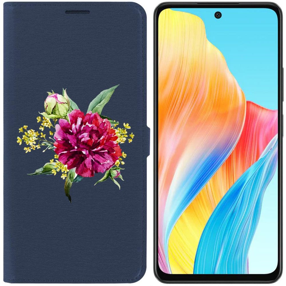 

Чехол-книжка Krutoff Eco Book для Oppo A58 4G Цветочная акварель (синий)