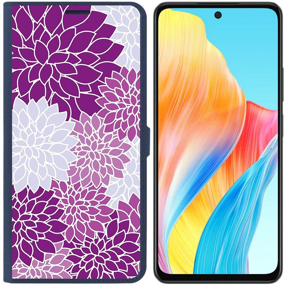 

Чехол-книжка Krutoff Eco Book для Oppo A58 4G Цветочный паттерн 2 (синий)